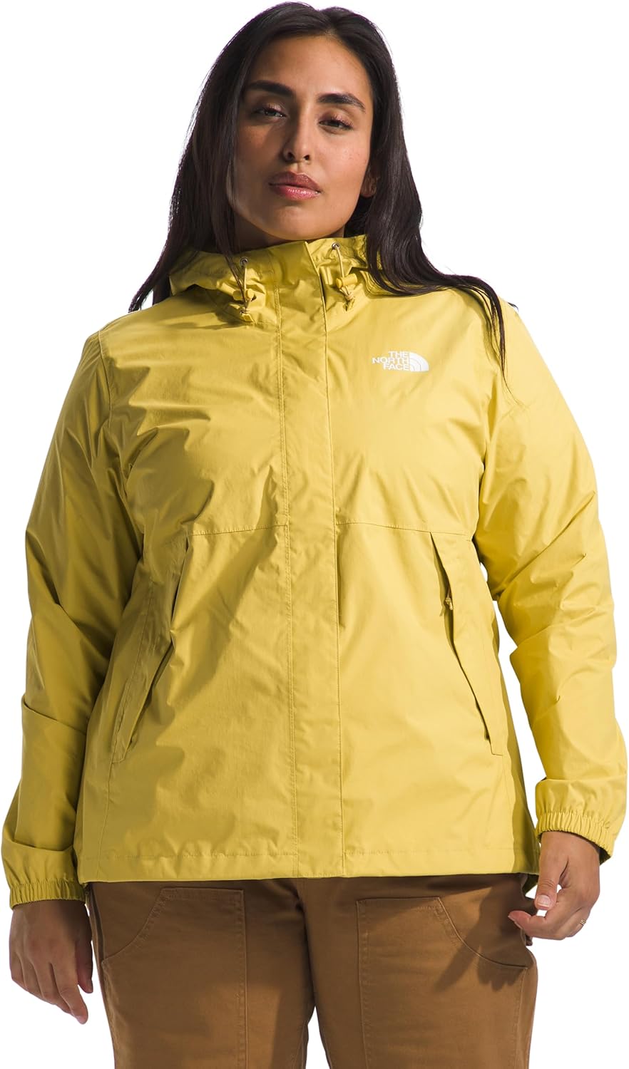 

THE NORTH FACE Женская водонепроницаемая куртка Antora Дышащий дождевик с капюшоном и альпийскими карманами на молнии, Yellow Silt