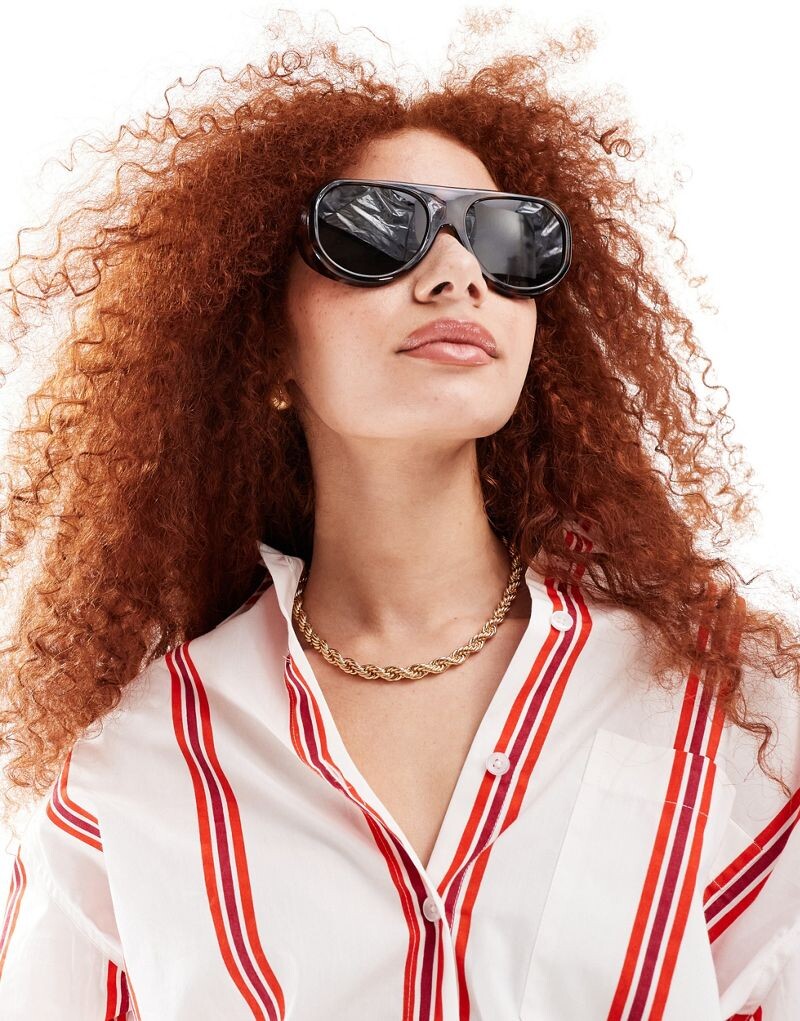 

Темные солнцезащитные очки-авиаторы AIRE X ASOS с зелеными линзами