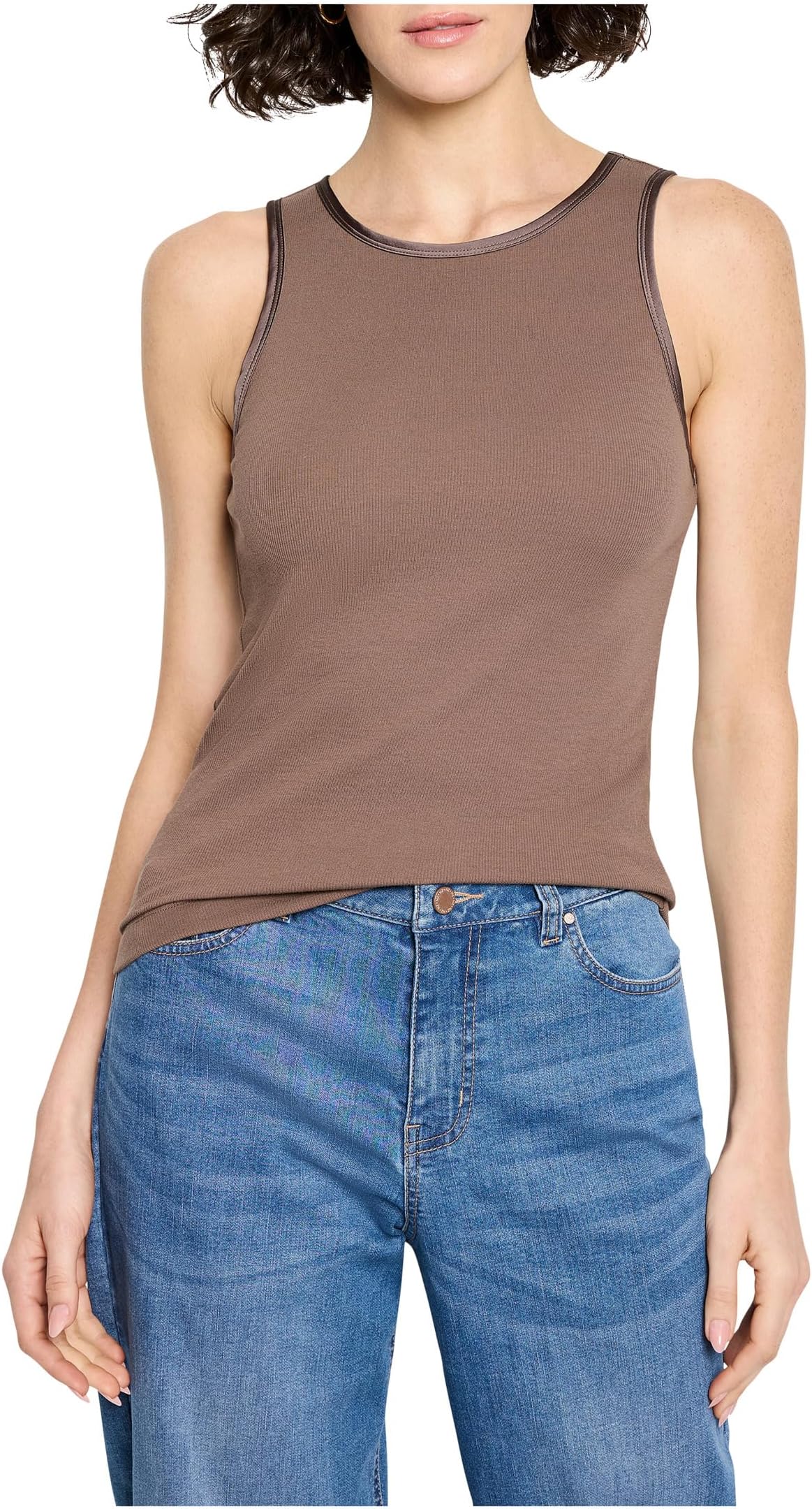 

Топ NIC+ZOE Trimmed Perfect Knit Ribbed Tank, цвет Cocoa