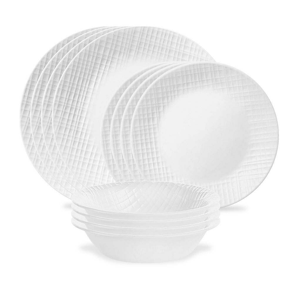 

Набор столовой посуды Corelle с тиснением льняной ткани, 12 предметов, мультиколор