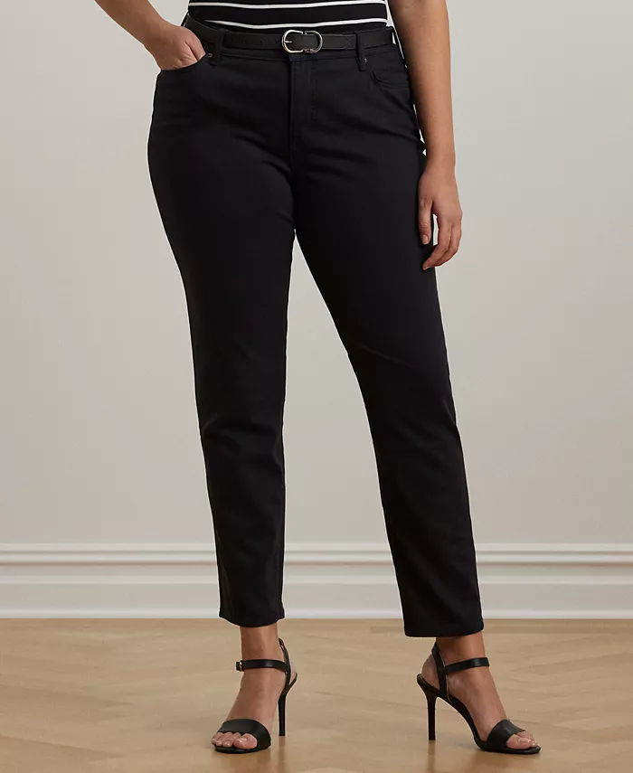 

Прямые джинсы с завышенной талией Plus-Size Lauren Ralph Lauren, черный