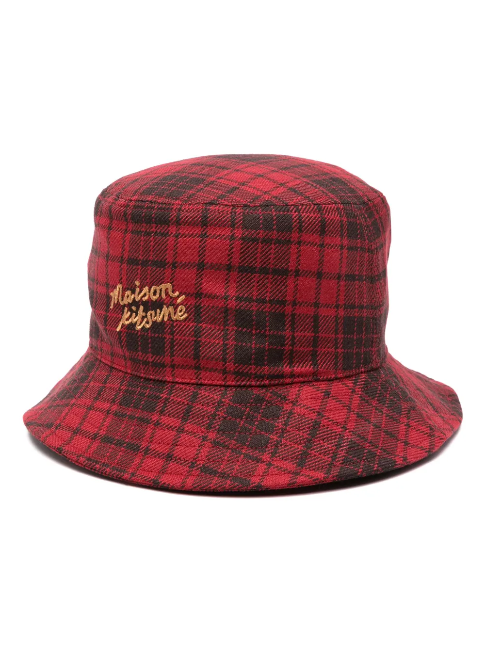 

Клетчатая панама с вышитым логотипом Maison Kitsuné, красный