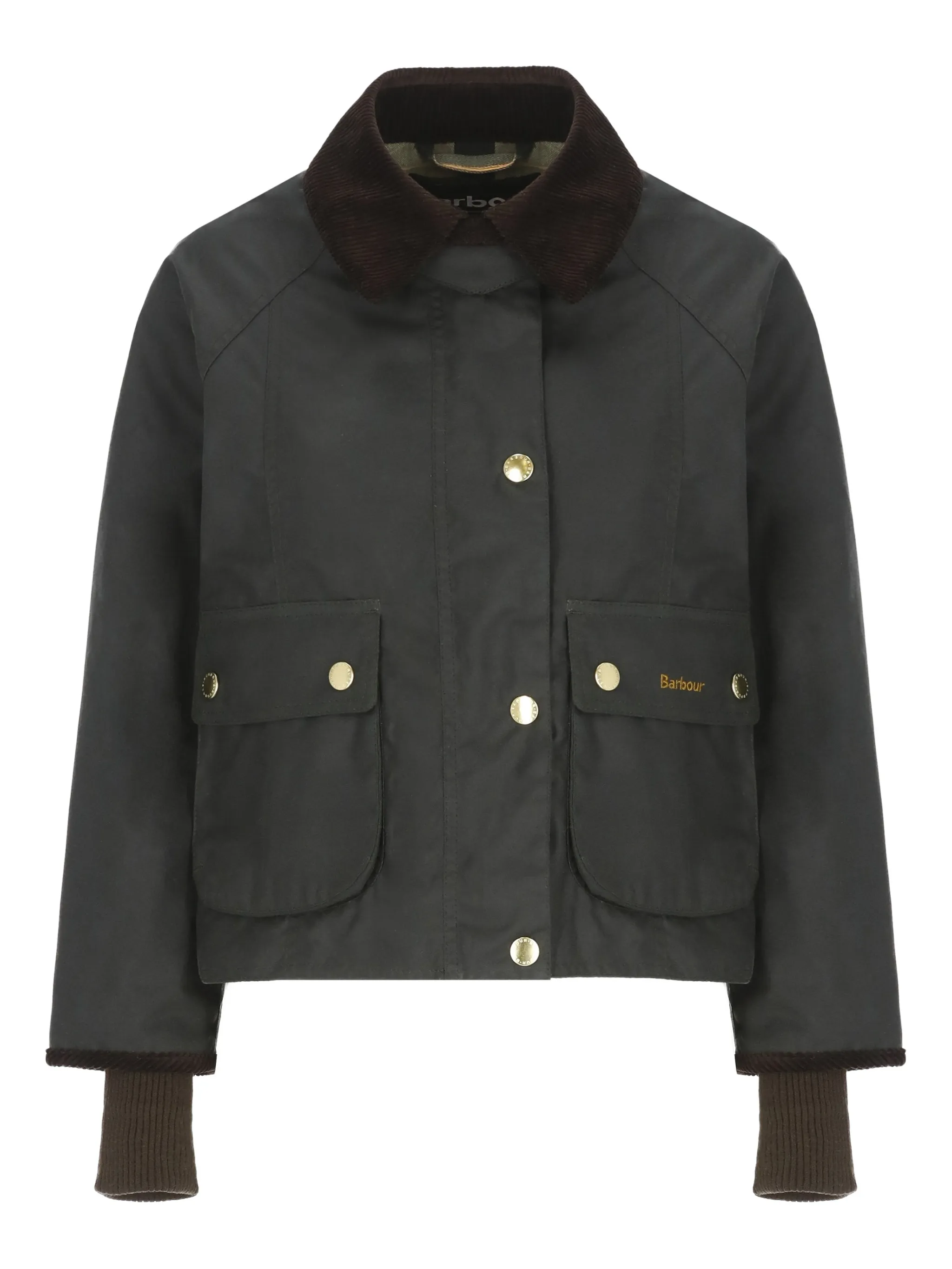 

Куртка с вельветовым воротником и клапаном-карманом Barbour, зеленый