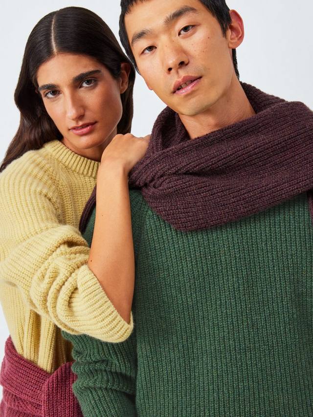 

Закрытый цикл Recycled Wool вязаный джемпер с ребристым воротником John Lewis, Green