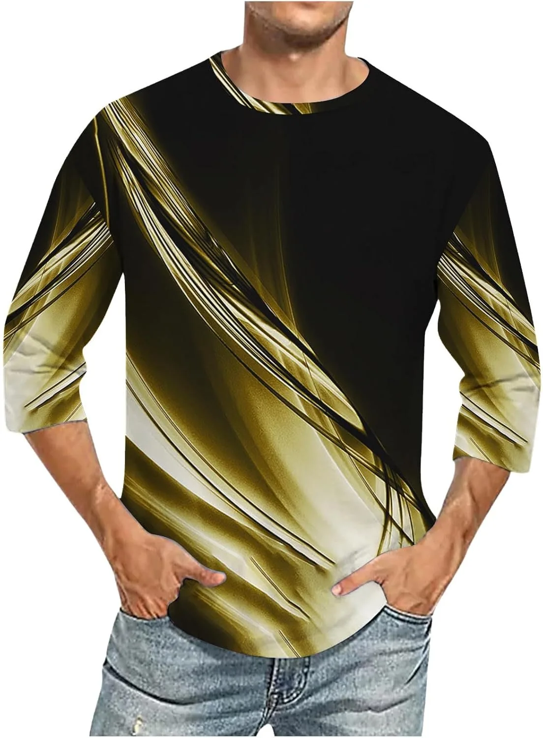 

Мужская футболка с принтом Flame, 3/4 рукава, свободный крой Muscularfit