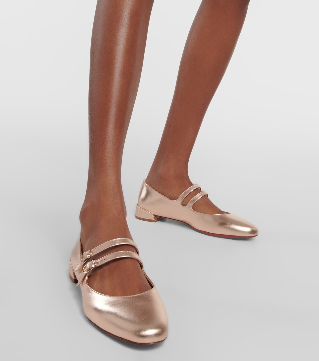 Кожаные туфли мэри джейн sweet jane Christian Louboutin, бежевый — фото 4