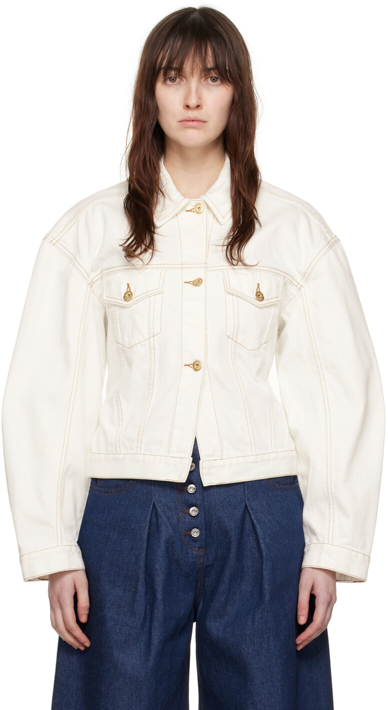 

Кремового цвета Джинсовая куртка Les Classiques 'La Veste de-Nîmes' Jacquemus, цвет Off-white/Tabac