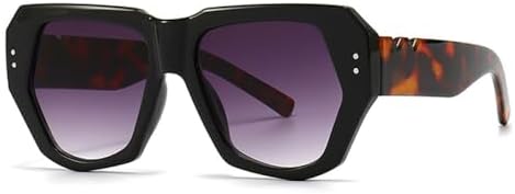 

Солнцезащитные очки Retro Polygon 2027 для женщин, модные градиентные оттенки, защита от УФ-излучения UV400, модные солнцезащитные очки для мужчин с заклепками MTZJH, Black Leopard Gray