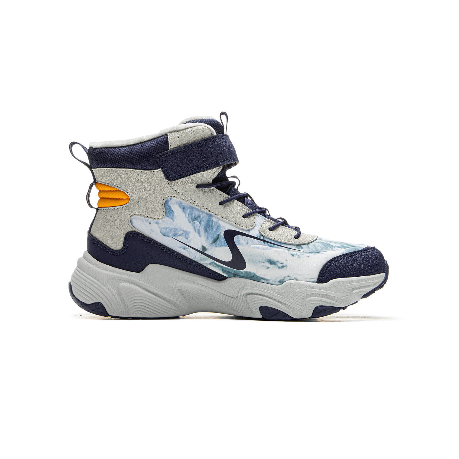 Кроссовки для детей Sports Life Collection с амортизацией Rebound Warm High Top, серые, детские LINING YOUNG, синий — фото 2