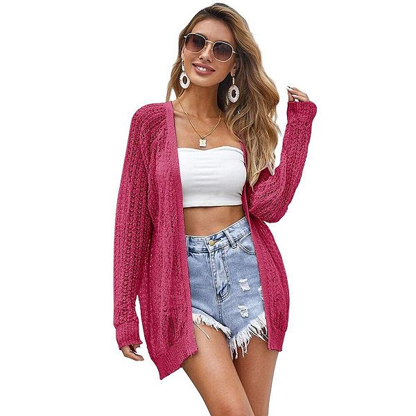 

Женский кардиган с длинным рукавом из легкого кружева Seoria, Magenta