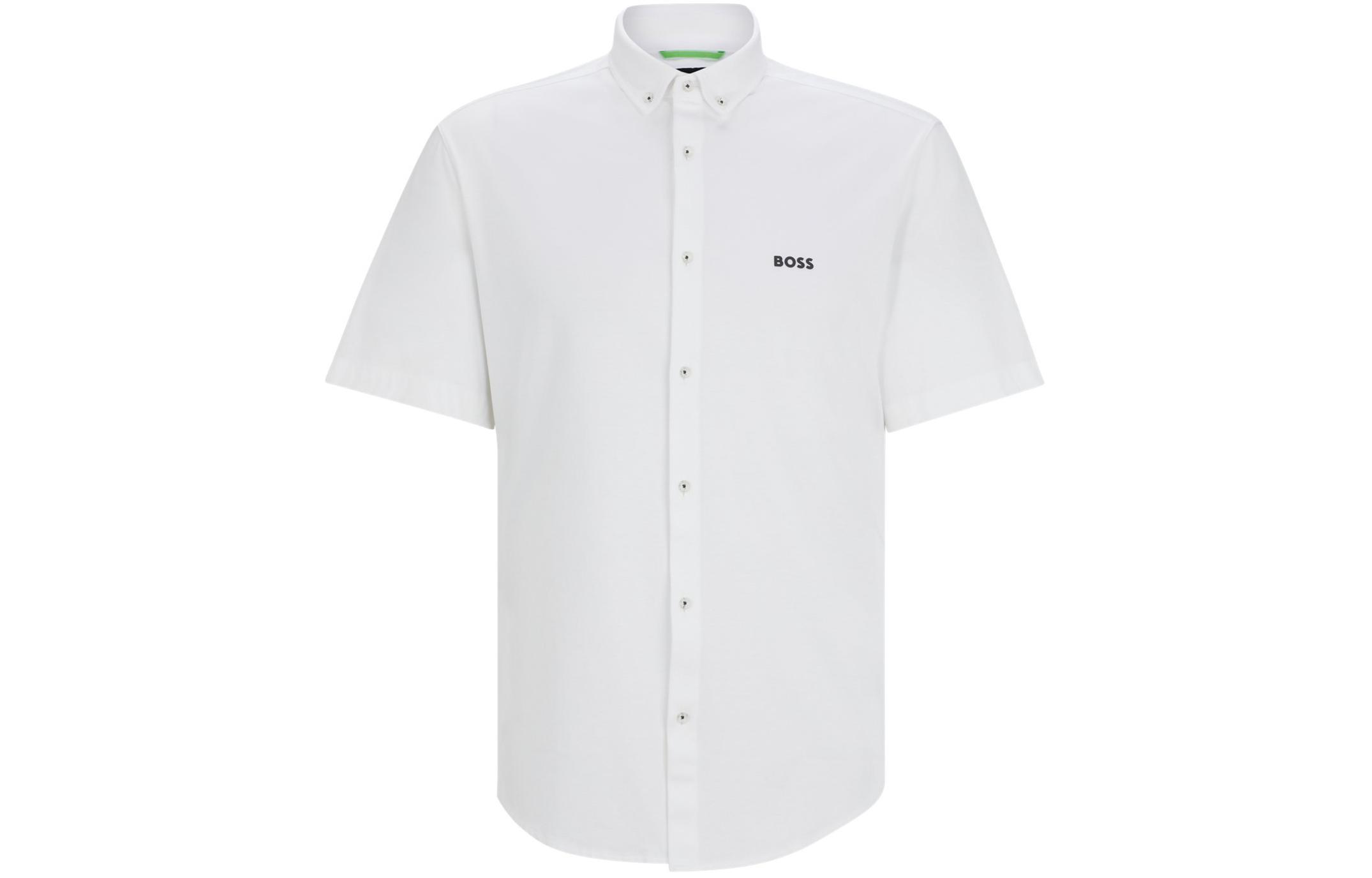 

HUGO BOSS Обычная рубашка из хлопкового пике белого цвета для мужчин