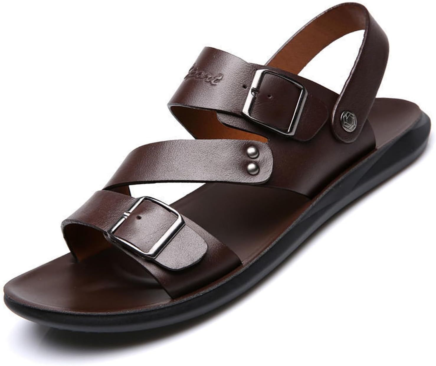 

Мужские пляжные сандалии с открытым носком, легкие, дышащие, удобные, нескользящие, плоская подошва, модные, простые, летние повседневные пляжные туфли Nileeke, коричневый