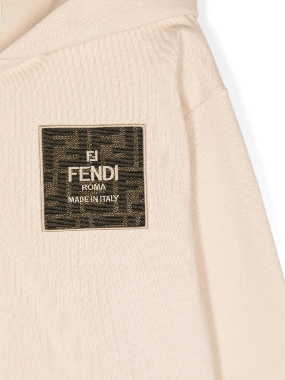 Худи на молнии с логотипом FENDI KIDS, нейтральный — фото 3