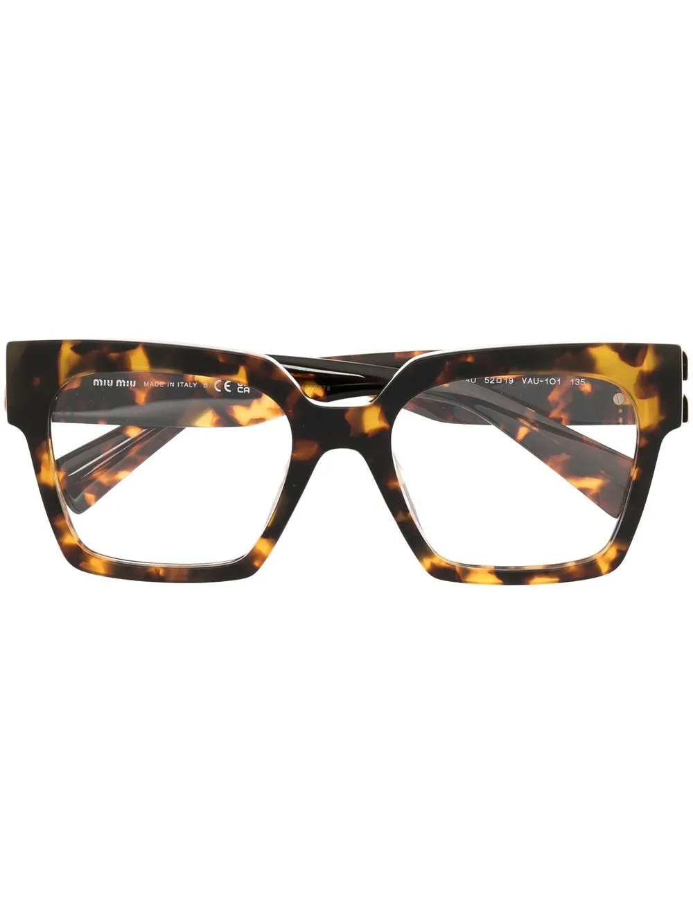 

Очки в квадратной оправе черепаховой расцветки Miu Miu Eyewear, коричневый