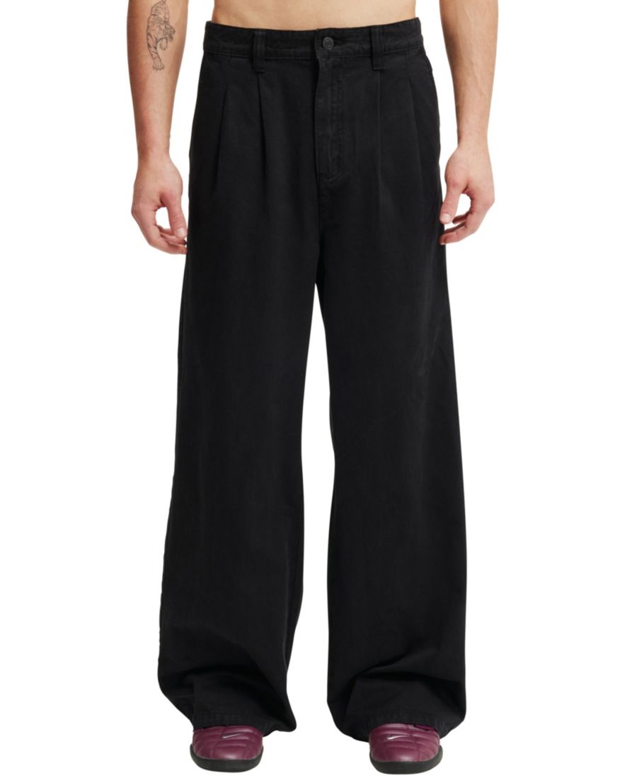 

Мужские очень свободные плиссированные брюки COTTON ON, Black