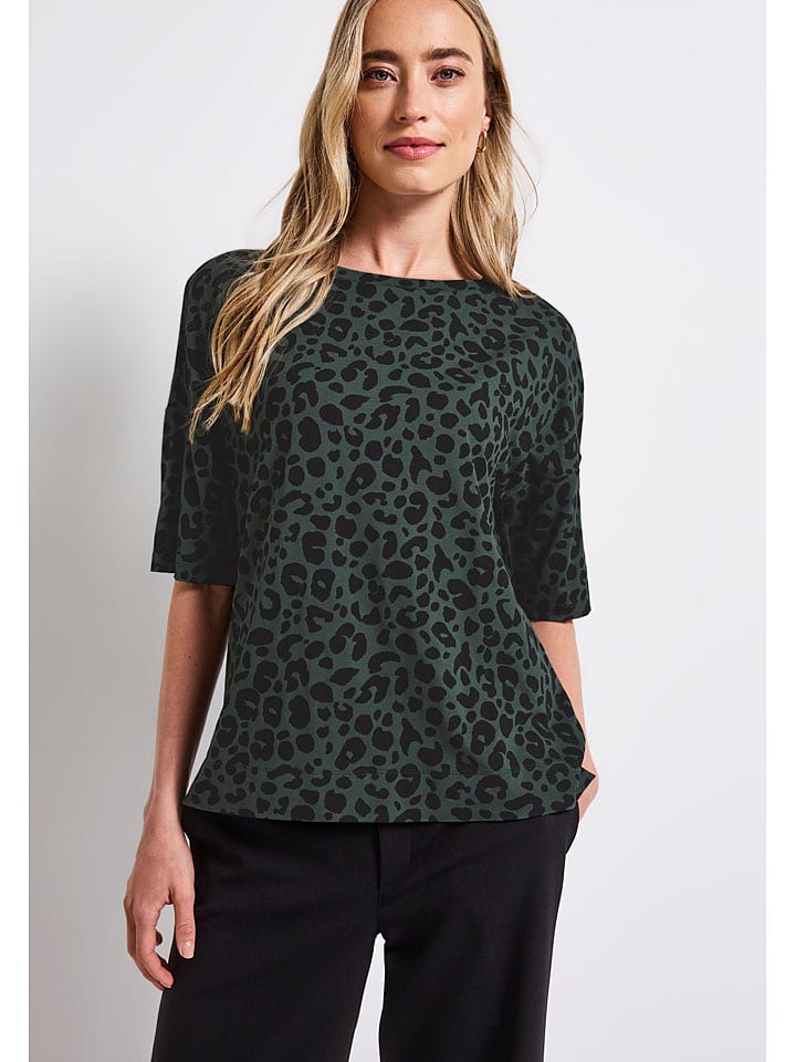 

Street One Футболка зелено-черного цвета, Черный, Street One Футболка зелено-черного цвета