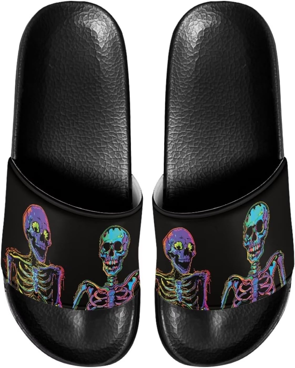 

Мужские тапочки Pugasmiru, шлепанцы, нескользящие для душа, домашняя повседневная обувь, Colorful Skeleton Pattern