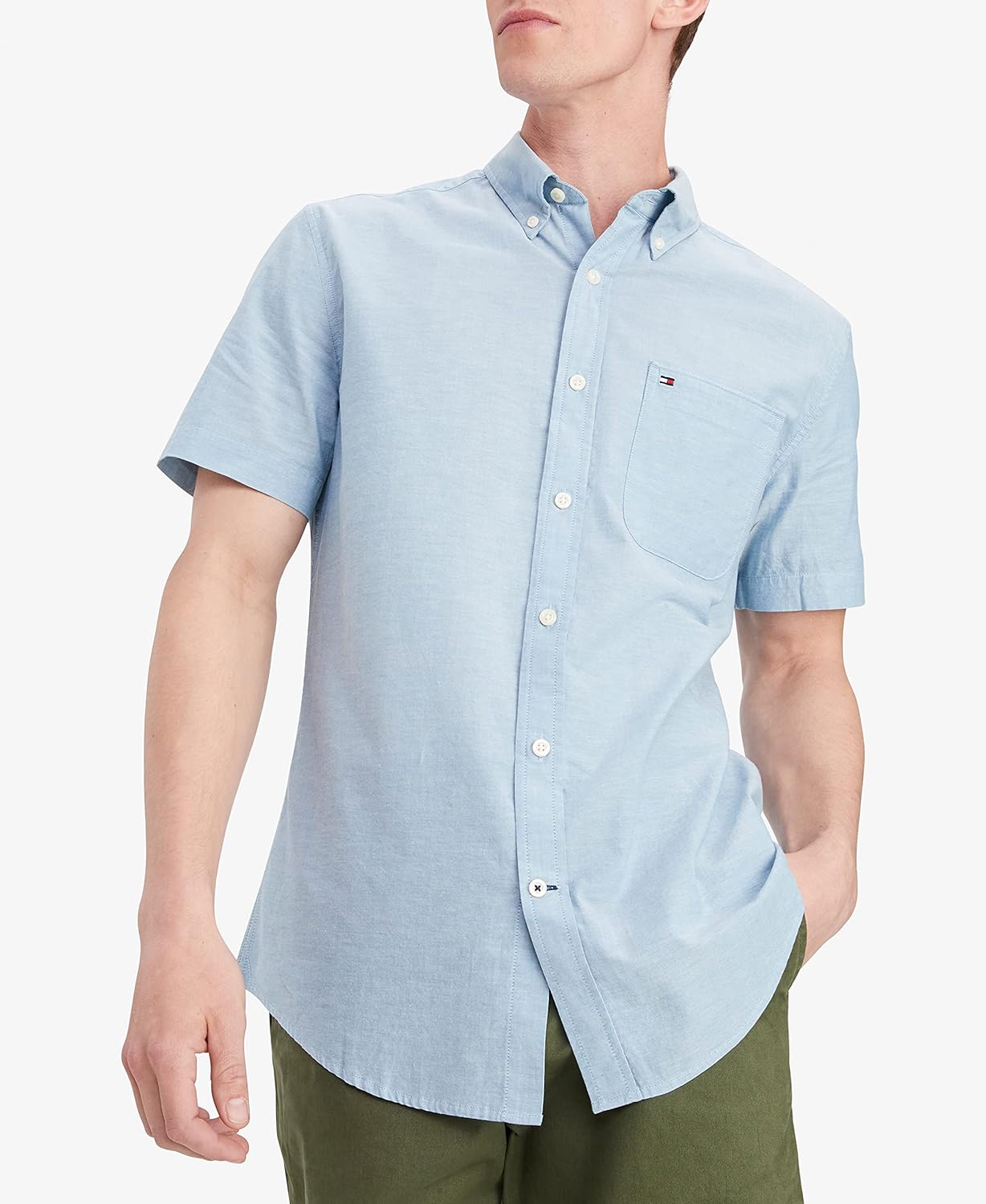 Мужская рубашка с коротким рукавом на пуговицах Tommy Hilfiger, Regatta Blue — фото 3