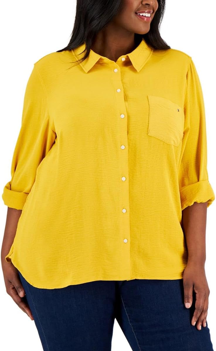 

Женская рубашка Tommy Hilfiger с нагрудным карманом и пуговицами, Sunflower