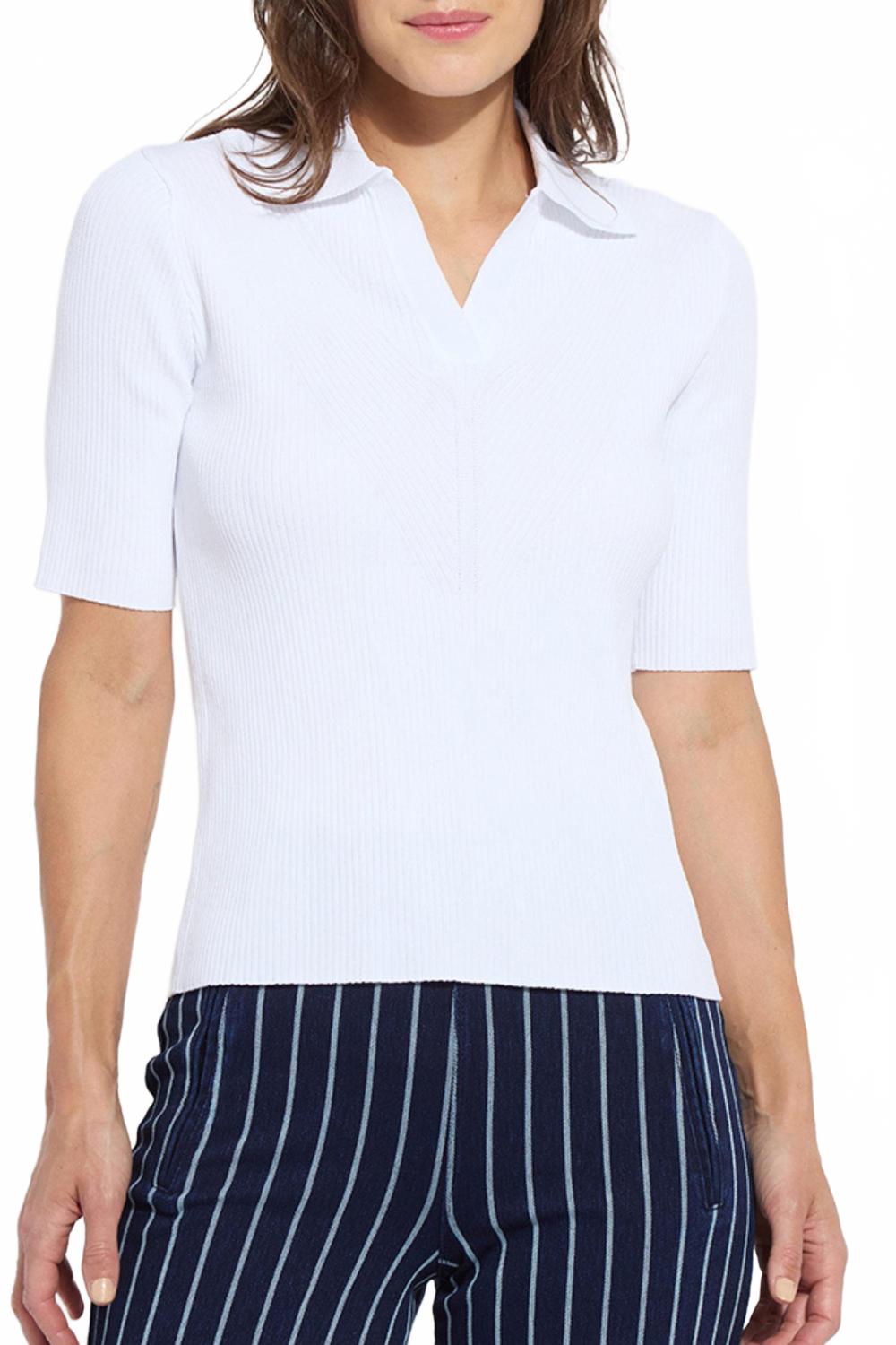 

Женский поло Kenzie с рубчиком в белом цвете Lysse