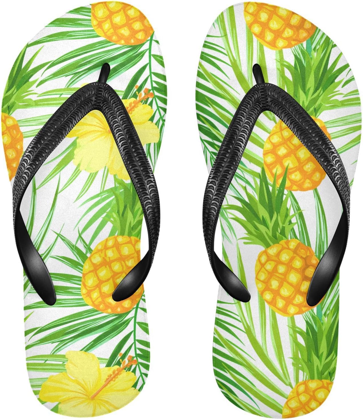 

Вьетнамки белые с принтом ананас и гибискус, пляжные шлепанцы, резиновые, нескользящие, летние тапочки для женщин и мужчин Sinestour