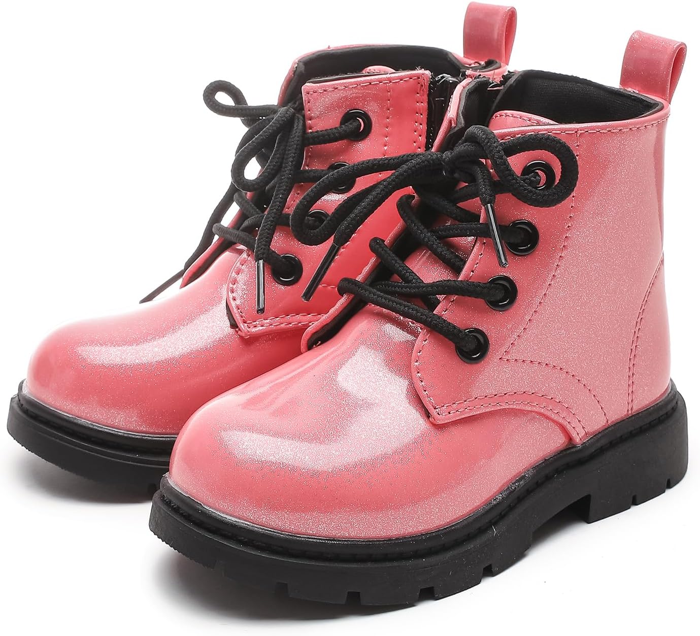 

Комфея Милые детские ботинки с цветочным принтом для девочек, с шнуровкой (малыши/маленькие дети) Komfyea, Rosered Glitter