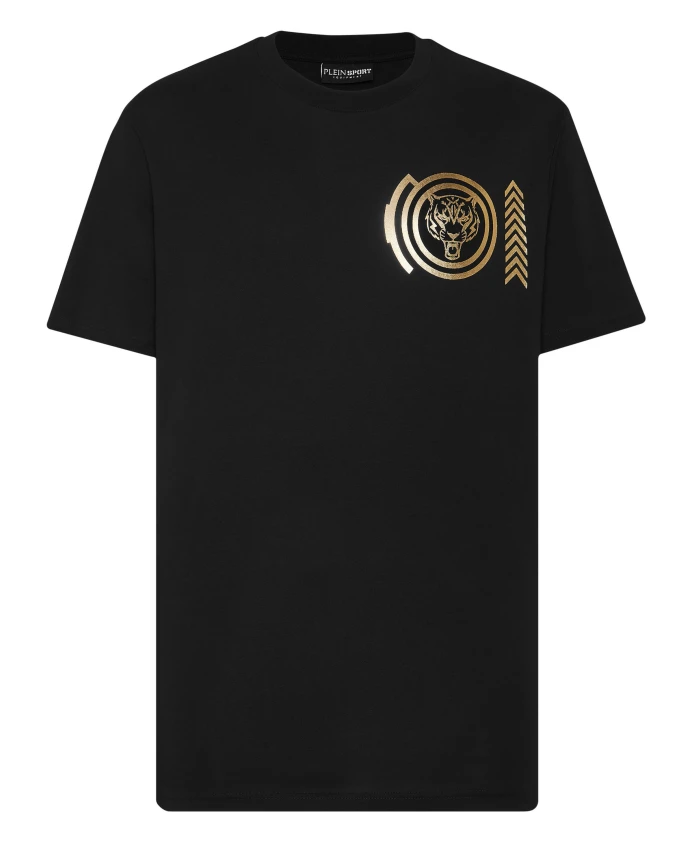 

Хлопковая футболка с круглым вырезом, SS Lamina Tiger Plein Sport, черный