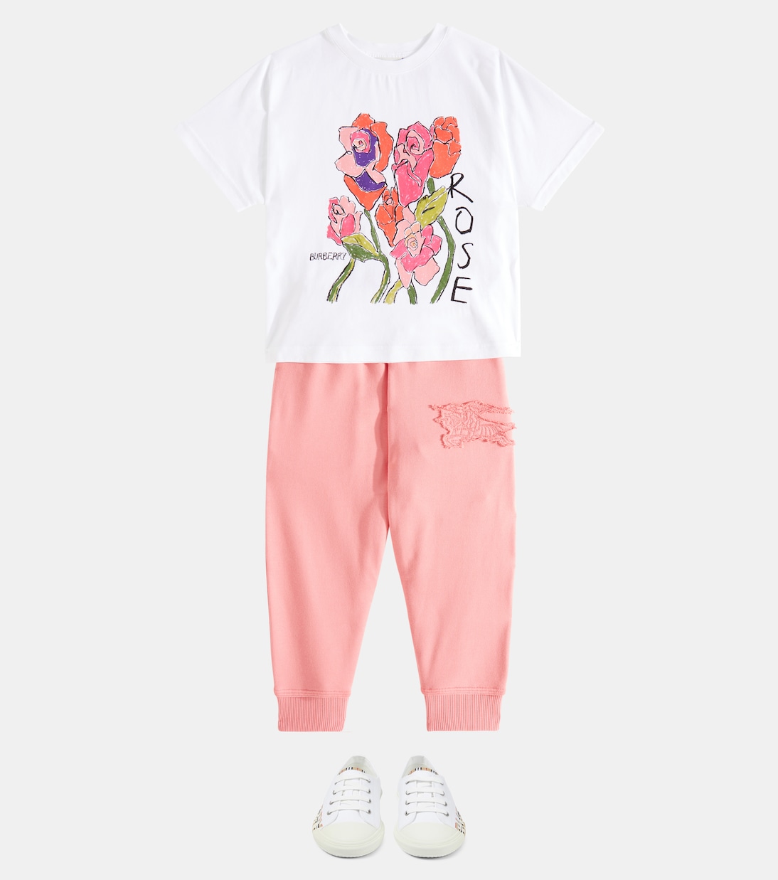 Спортивные брюки EKD из хлопкового джерси Burberry Kids, Pale Hibiscus — фото 2