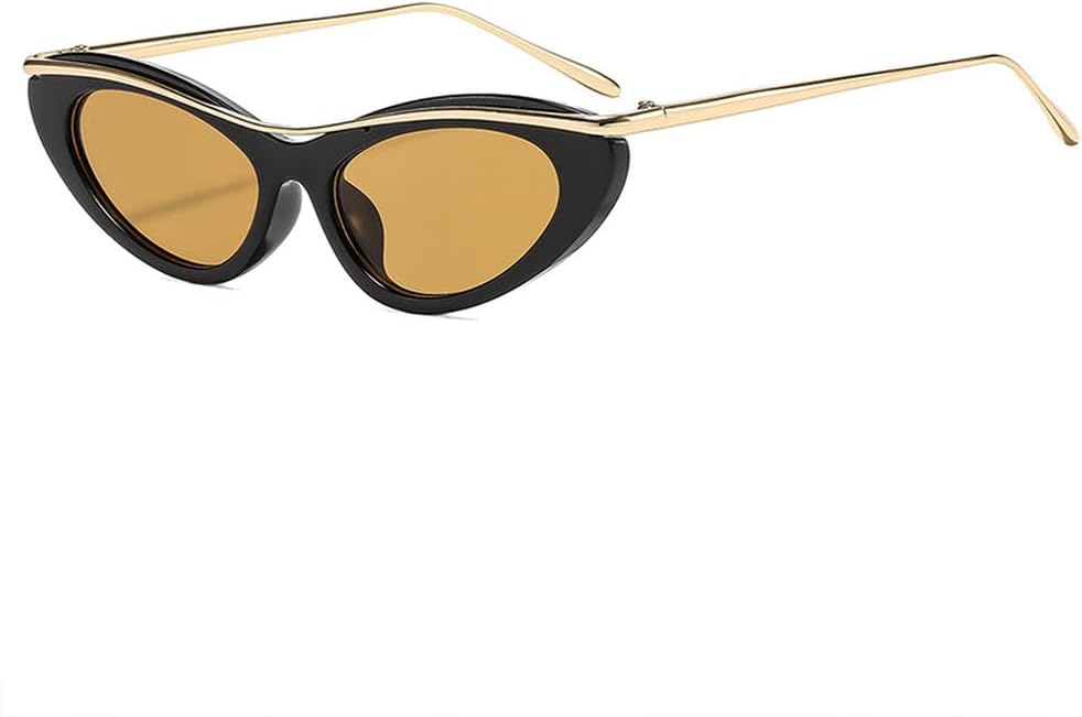 

Женские солнцезащитные очки в стиле панк «Кошачий глаз» с металлической оправой, маленькая оправа, модные солнцезащитные очки «Кошачий глаз» с защитой от УФ-излучения UV400 WNCKSQ, C4blackbrown