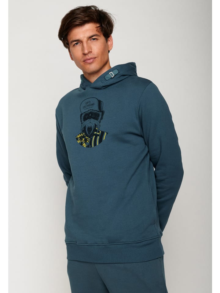 

Худи с изображением обезьяны в цвете Blue Stone GreenBomb