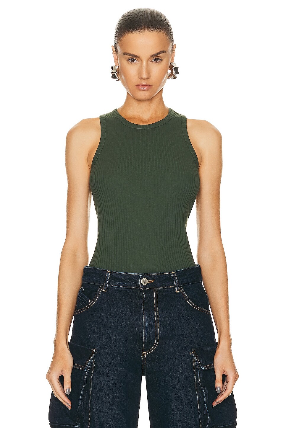 

Топ The Attico Ribbed, цвет Ivy Green