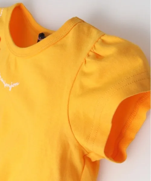 Детская футболка с подсолнухом и кармашком moujonjon желтая — фото 4