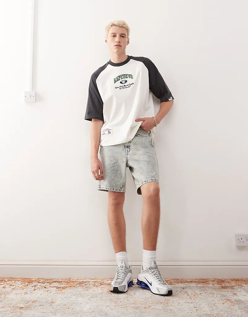 

Джинсовые шорты с логотипом AAPE BY A BATHING APE светлого цвета Aape By A Bathing Ape
