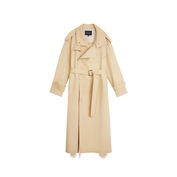 

ELLE Тренч женский Khaki с отложным воротником тонкий Others