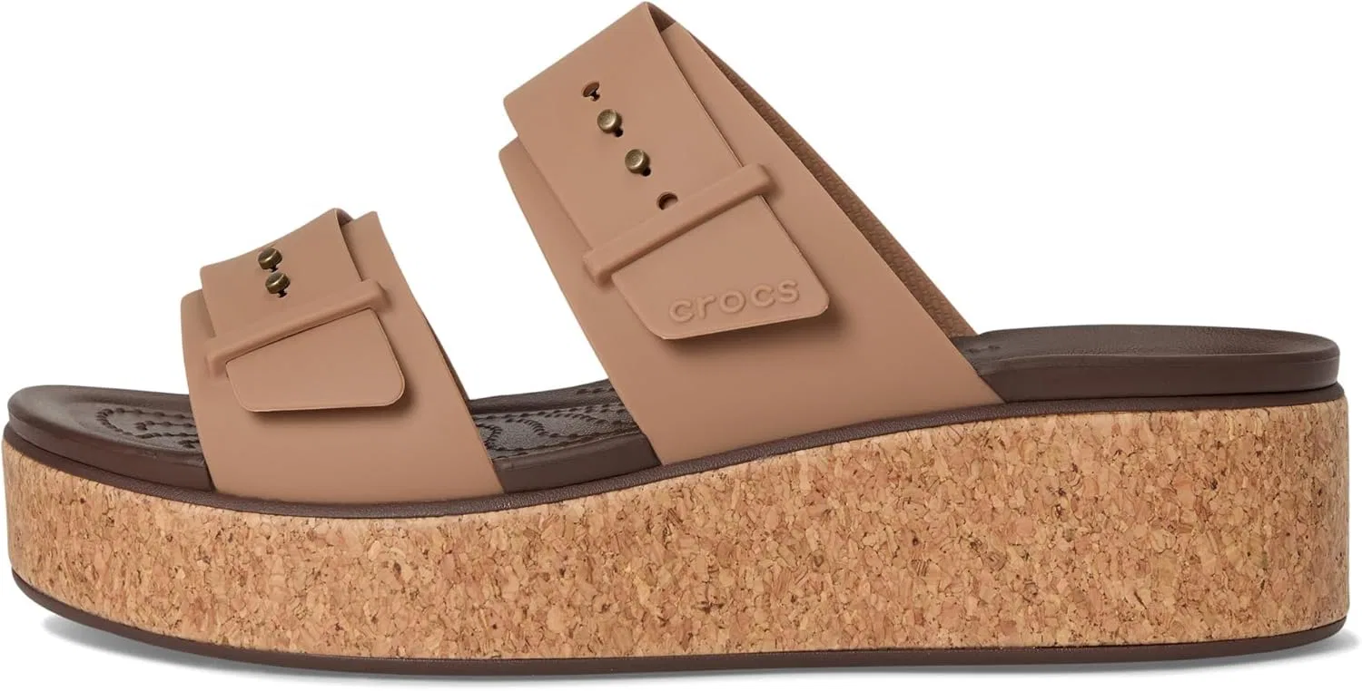 Crocs Женские Бруклинские Пробковые Сандалии с пряжкой, Milk Chocolate — фото 4