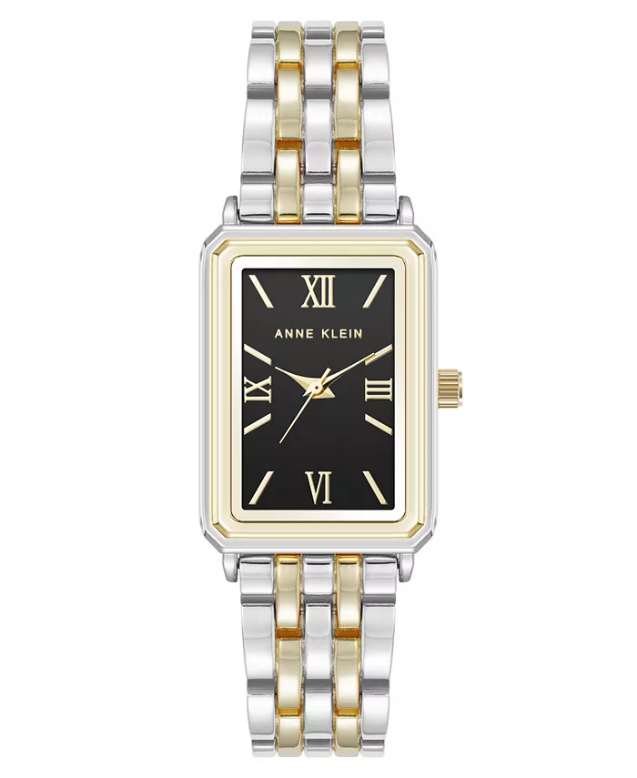 

Женские часы Quartz Rectangular Estate с двухцветным металлическим корпусом и черным циферблатом, 25 мм Anne Klein