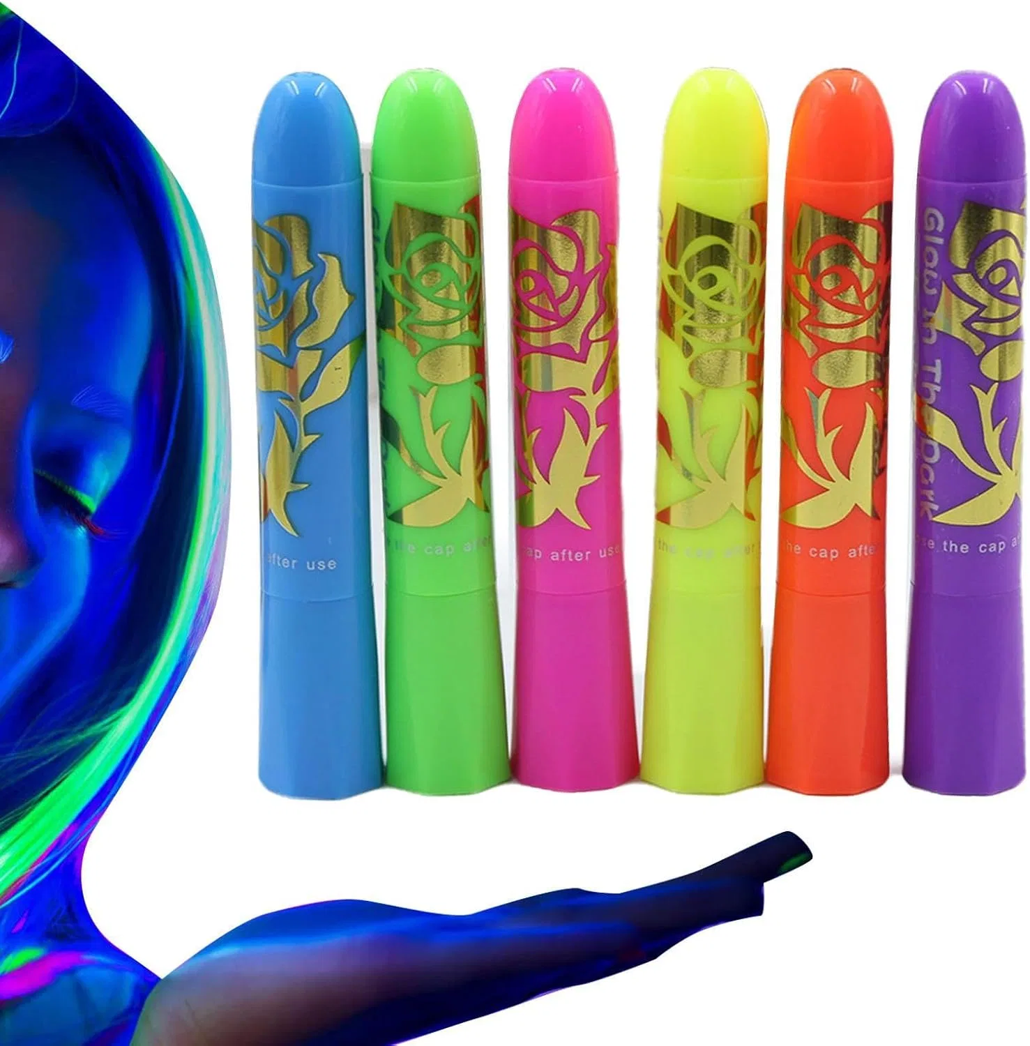 Набор для боди-арта Glow in the Dark Body Paint, 6 цветов, 14.8x16x2.2 см