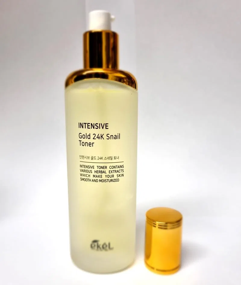 Набор для ухода за кожей лица EKEL Intensive Gold 24K Snail, тоник 120 мл, эмульсия 120 мл, крем 50 мл — фото 3