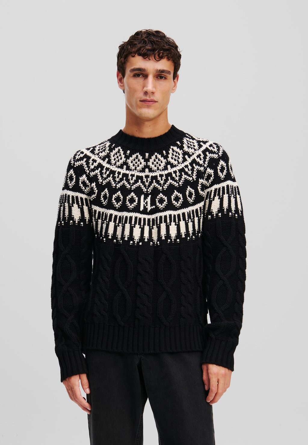

Джемпер MONOGRAM FAIRISLE KARL LAGERFELD, черный