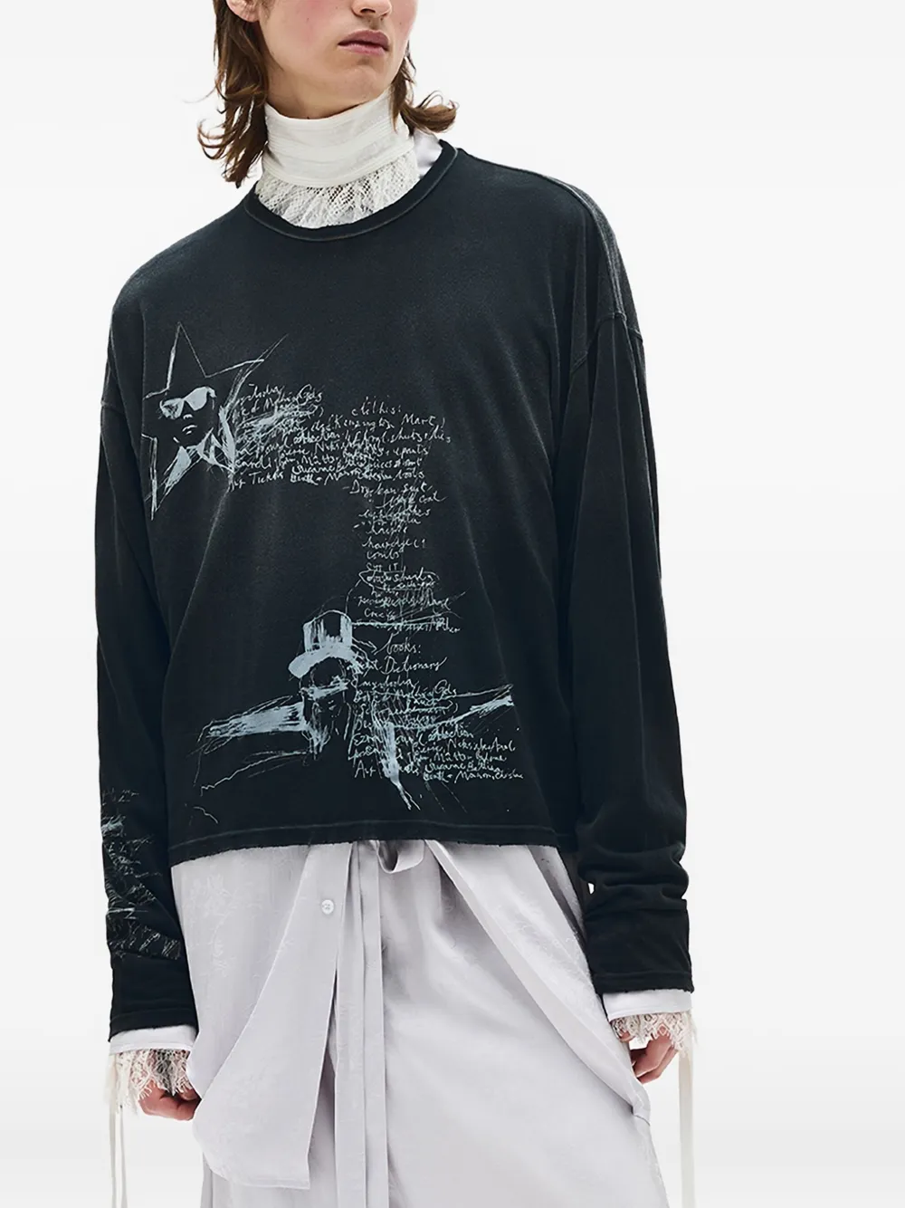 

Футболка с эскизами Ann Demeulemeester, черный