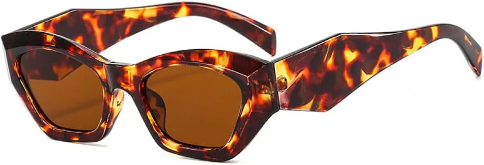 

Модные солнцезащитные очки неправильной формы «кошачий глаз» для женщин, винтажные, розово-фиолетовые, с защитой от УФ-излучения UV400, для мужчин LXLHWN, Leopard Tea