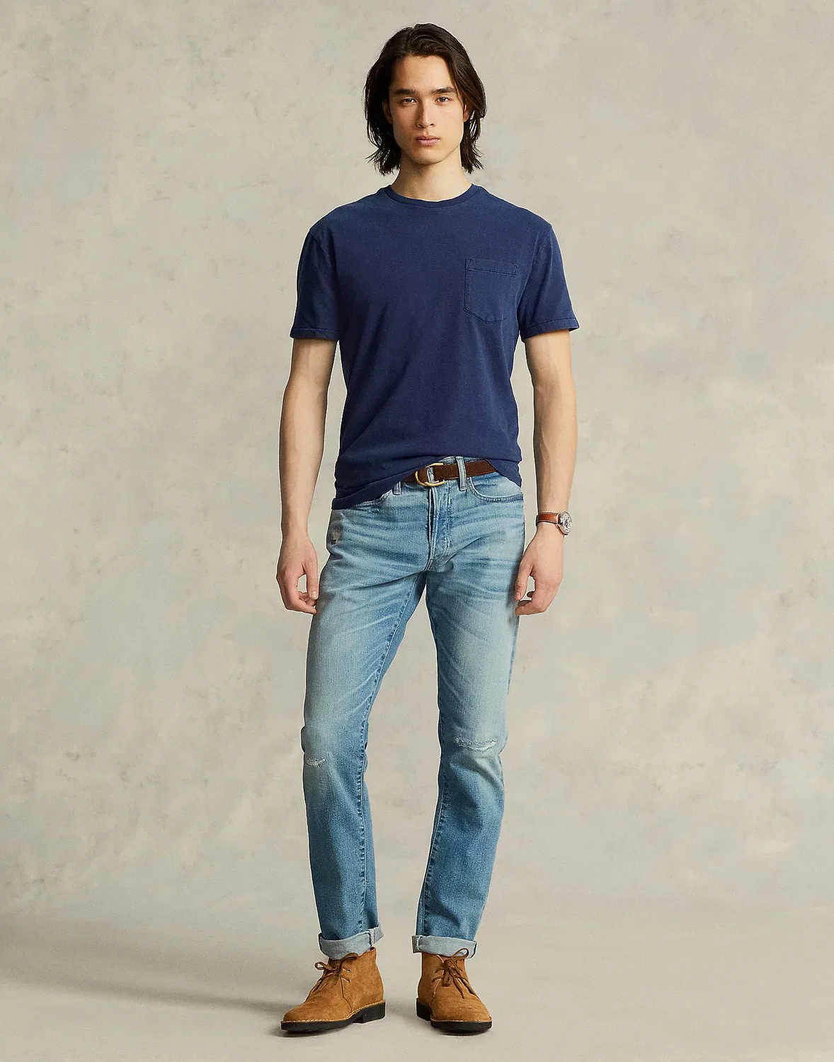 Футболка классическая POLO RALPH LAUREN синяя — фото 2
