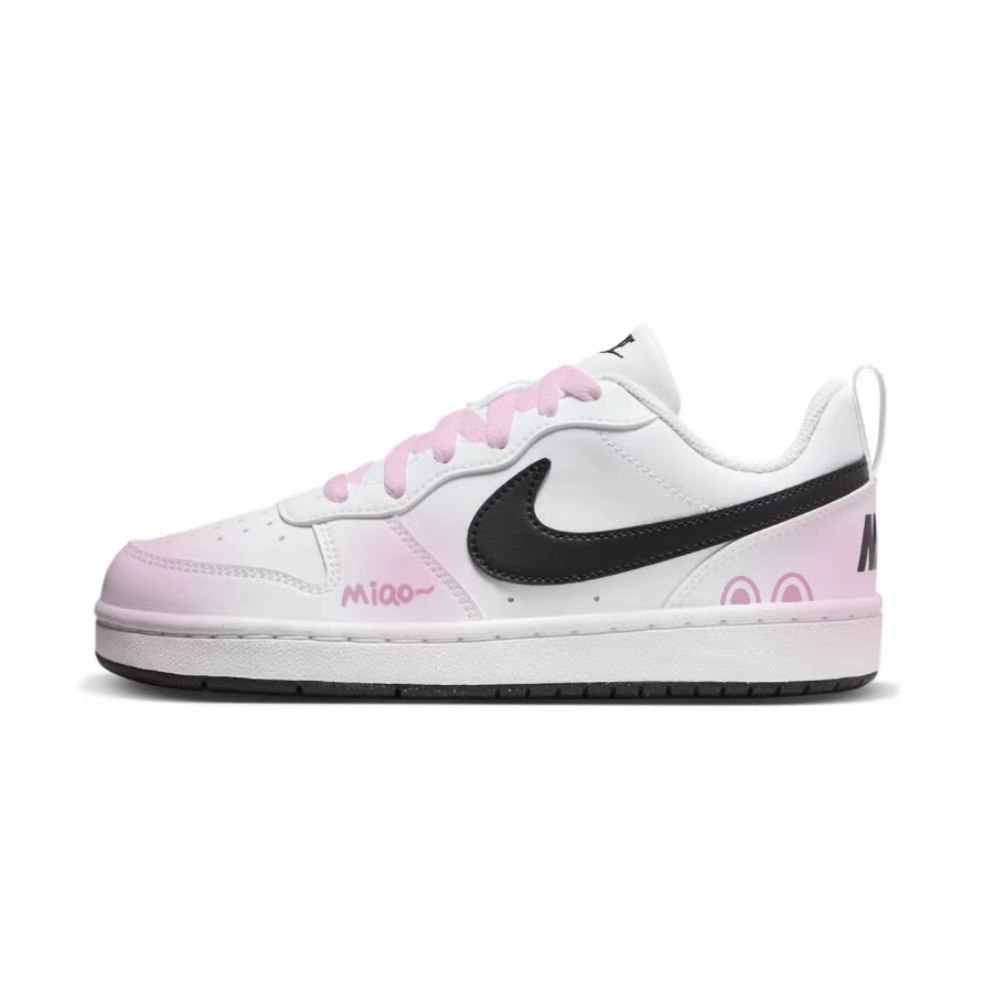 

Nike Кроссовки Court Borough Sweet Pink Black Hook Low top Skateboard Shoes White Kids'
