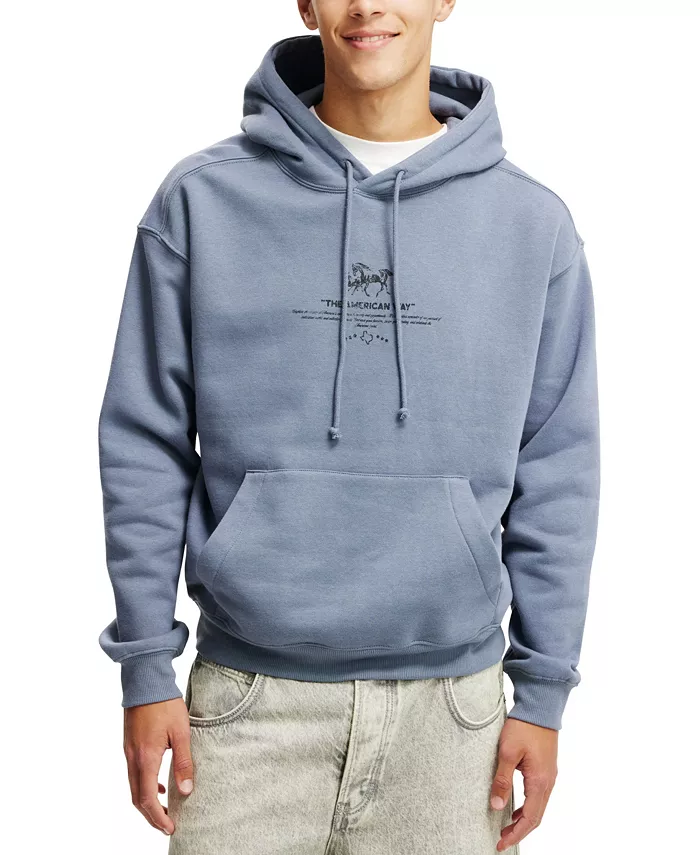

Мужская худи свободного кроя с принтом Box Fit COTTON ON, синий