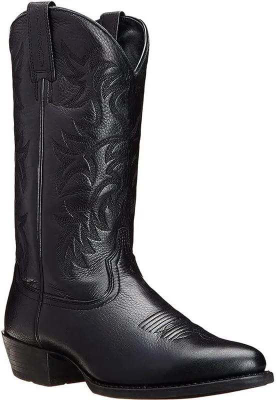 

Мужские коричневые ковбойские ботинки Классические вышитые с заостренным носком Широкие голенища Средние цилиндрические кожаные деревенские западные ботинки Мужские рабочие ботинки XBTEVUDAK, черный