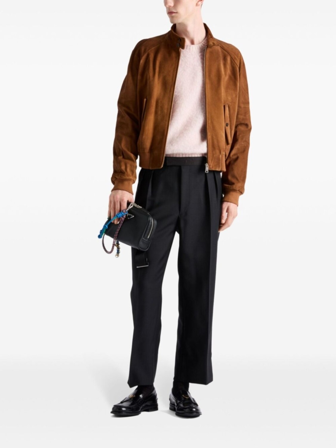 Куртка-бомбер Prada из замши, коричневый