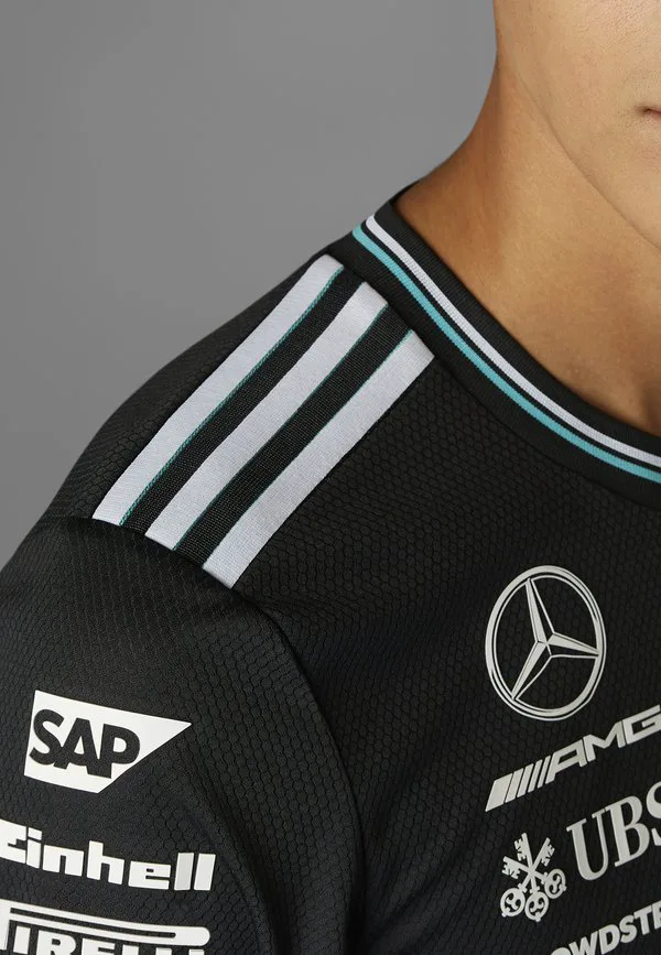 Mercedes amg petronas formula one team пилот, аутентичная футболка с длинным рукавом Adidas Originals, Black White — фото 4