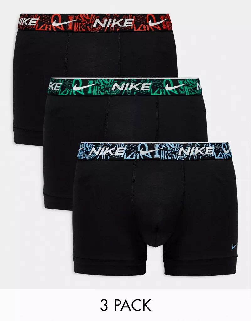 

Черные трусы Nike Everyday Cotton Stretch с поясом в стиле граффити