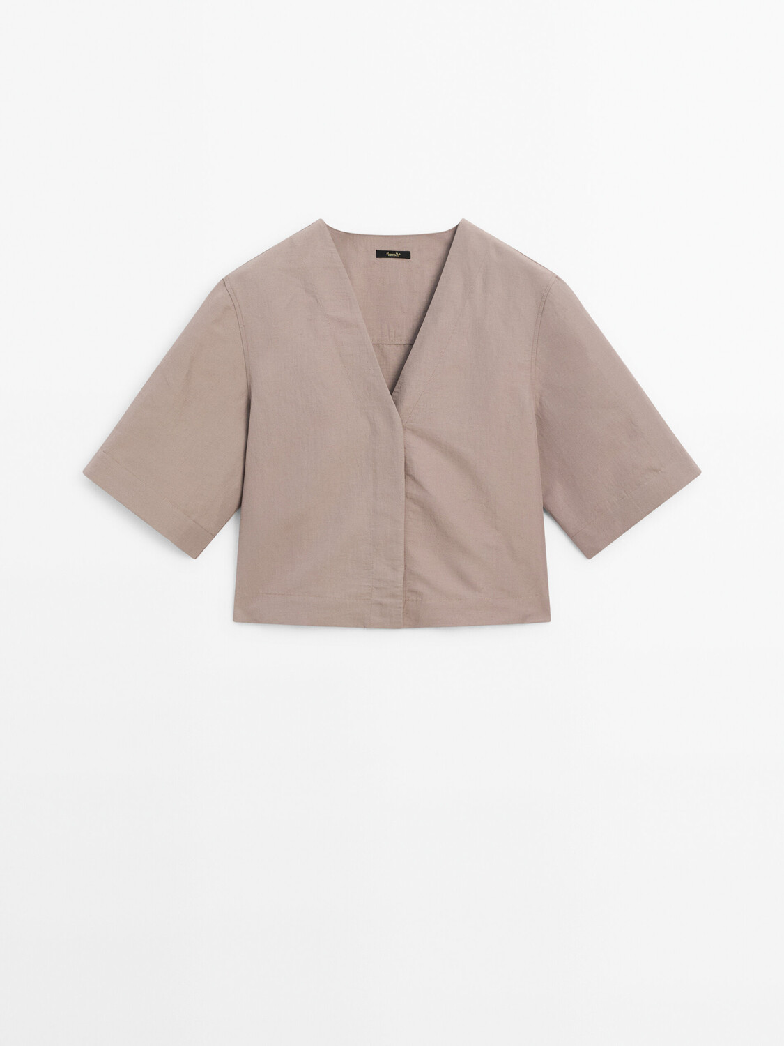 

Укороченная рубашка в тон с V-образным вырезом Massimo Dutti, коричневый