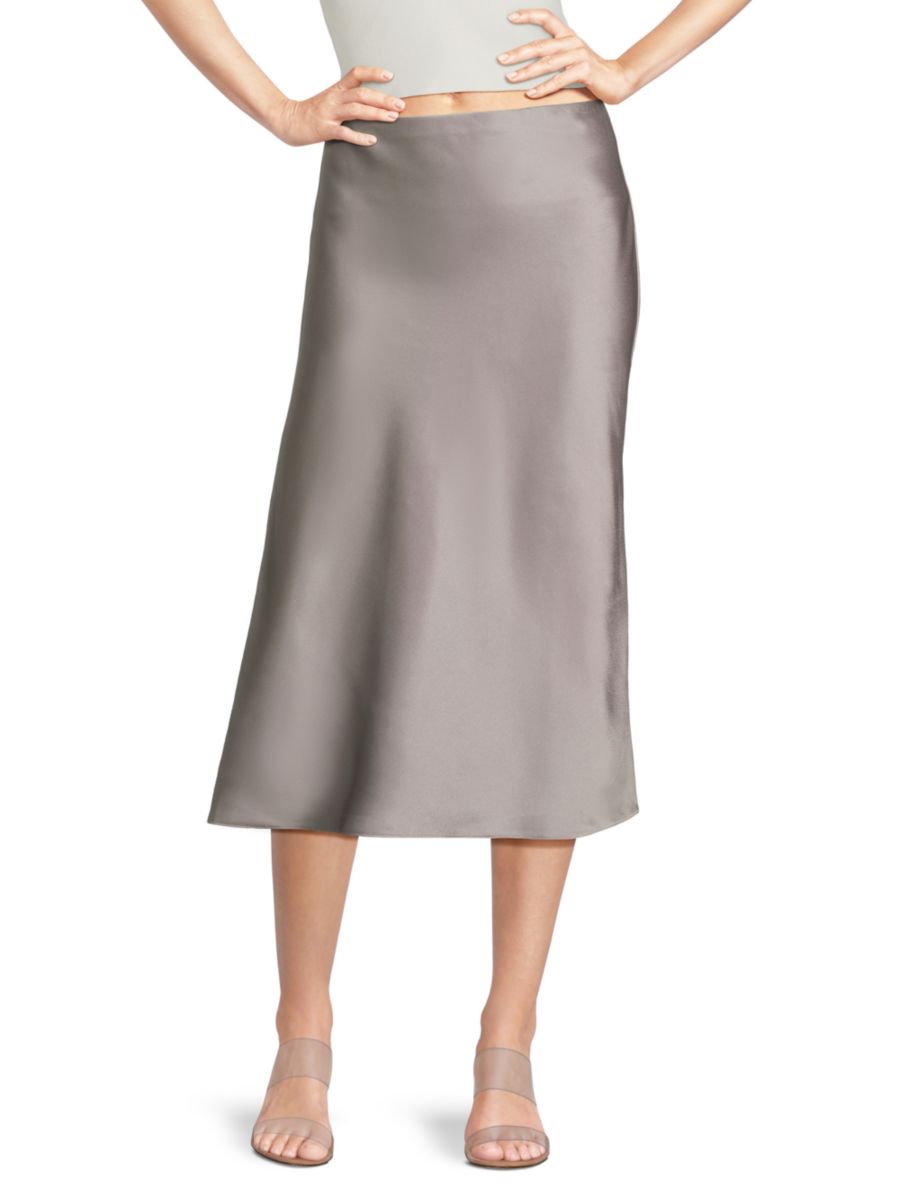 

Юбка-миди Maeve Satin A-Line Alice + Olivia, цвет Storm Grey